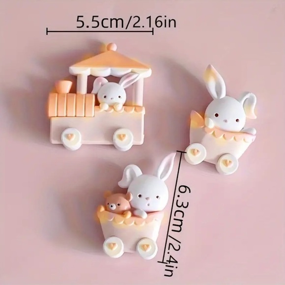 Easter Rabbit Train Birthday Cake Decoration Doll Decoration Pink Rabbit Train - Picture 3 of 6